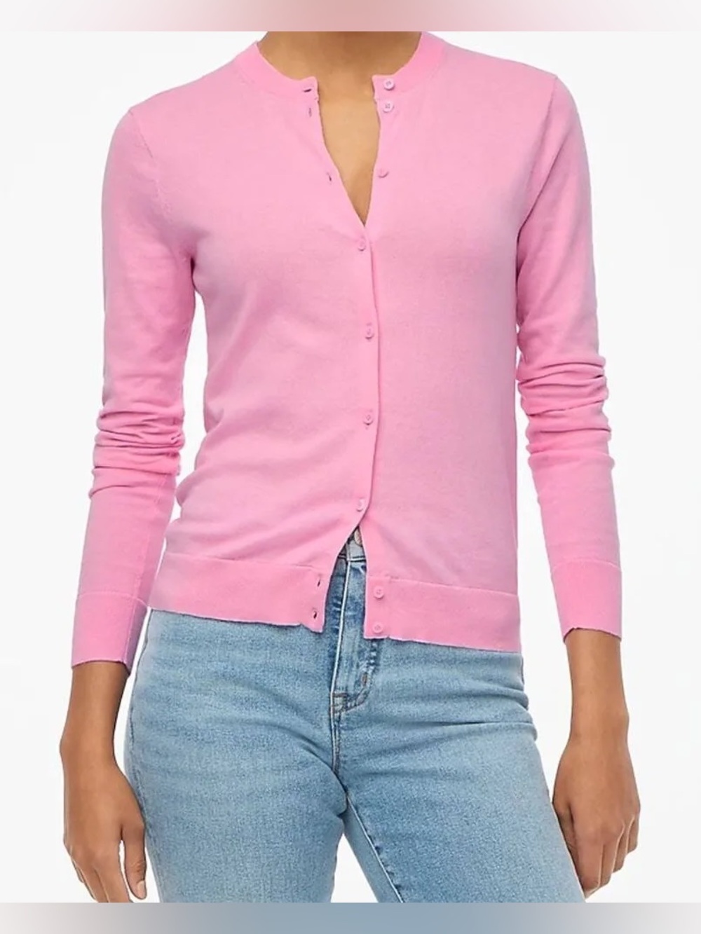 Brand New J. Crew Women's Pink Classic Cotton Cardigan Sweater, Size Small, NWT